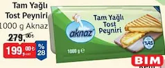 AKNAZ TAM YAĞLI TOST PEYNİRİ 1000 G
